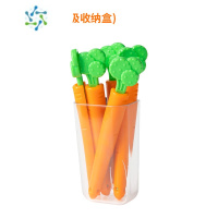 三维工匠胡萝卜封口夹食品食物袋夹子厨房封口保鲜小冰箱贴零食茶叶密封夹 5个装(带磁吸收纳盒)