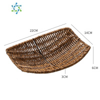 三维工匠东南亚复古茶台水果盘餐厅客厅茶几塑料 家用零食筐小吃篮仿藤编 深咖色椭圆小号