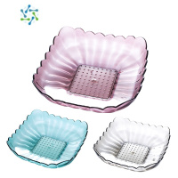 三维工匠果盘创意现代客厅茶几 瓜子坚果盘家用糖果盘子 办公室零食干果盘 3个装 方形糖果盘[红+绿+灰]