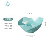 三维工匠现代简约水果干果盘家用轻奢茶几客厅盘子网红几何款果盘果盆ktv 大号绿色
