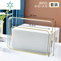 三维工匠果盘家用大号托盘茶点小食零食盘糖果点心盘子现代客厅茶几水果盘 透明白-[中号+大号]