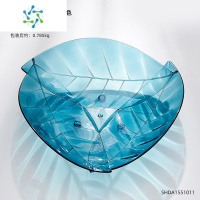 三维工匠水果盘客厅家用茶几轻奢风零食糖果商用网红2021新款水晶果盘摆件 纯色果盘树影-蓝色