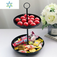 三维工匠水果盘子家用2021新款高端大气客厅茶几零食糖果前台轻奢精致 直径两层黑色