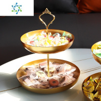 三维工匠水果盘子家用2021新款高端大气客厅茶几零食糖果前台轻奢精致 皇冠两层亮金色