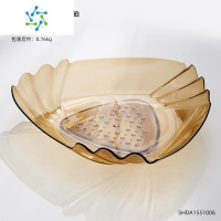 三维工匠水果盘客厅家用茶几轻奢风零食糖果商用网红2021新款水晶果盘摆件 纯色果盘涟漪-琥珀