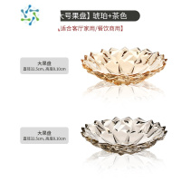 三维工匠大号水晶玻璃果盘果斗家用客厅茶几网红水果盘欧式糖果盆会议果盘 大果盘「琥珀+茶色」2只装