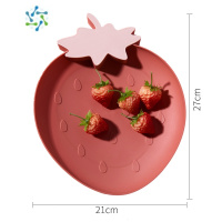 三维工匠塑料北欧水果盘家用甜品客厅现代创意瓜子干果茶几果盆零食糖果盘 草莓款砖红色