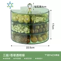三维工匠透明可视干果盘轻奢家用客厅茶几瓜子坚果零食糖果盒可拆卸水果盘 苍翠透明绿[三层]隔板可拆卸