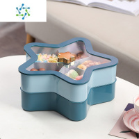 三维工匠过年2021新款糖果盘干果收纳盒家用客厅茶几坚果零食瓜子水果盘 蓝色双层