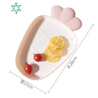 三维工匠塑料北欧水果盘家用甜品客厅现代创意瓜子干果茶几果盆零食糖果盘 萝卜款白色