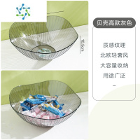 三维工匠网红水果盘家用客厅茶几透明塑料果盘零食糖果干果轻奢简约ins风 透明贝壳高款