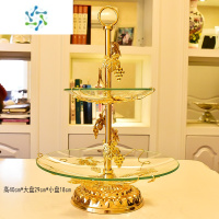 三维工匠水果盘家用客厅上档次高端大气ins风轻奢创意茶几供果盘精致网红 金色双层果盘