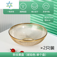 三维工匠果盘家用客厅茶几轻奢风零食摆放盘干果盘办公室用高端精致糖果盘 [琥珀色]PS果盘★24×8cm(2只装)