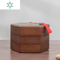 三维工匠木质果盘客厅分格瓜子盘日式家用结婚零食盘多层茶几坚果盘干果盘 普通款流苏六角三层