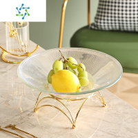 三维工匠玻璃水果盘客厅茶几家用创意轻奢果盘前台糖果盘甜品台零食摆放盘 条纹玻璃水果盘