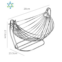 三维工匠创意不锈钢水果篮客厅家用铁艺摇摆水果盘茶几现代简约欧式收纳篮 不锈钢摇摆果篮[小号]