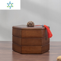 三维工匠木质果盘客厅分格瓜子盘日式家用结婚零食盘多层茶几坚果盘干果盘 普通款莲花六角三层