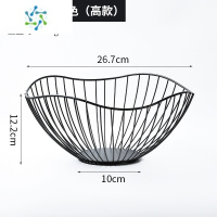 三维工匠铁艺水果盘创意果篮客厅家用茶几2021新款零食网红盘子轻奢ins风 荷叶果篮-黑色(高款)