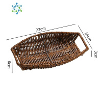 三维工匠北欧创意水果盘编织客厅茶几家用糖果篮子桌面水果篮筐 沥水篮 深咖色椭圆形带抽手小号