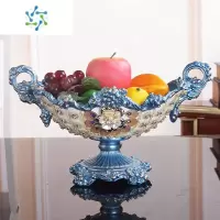 三维工匠欧式高脚果盘套装客厅茶几收纳现代摆件奢华多层家用干果盘装饰品 文兰镶钻高脚盘 送垫子