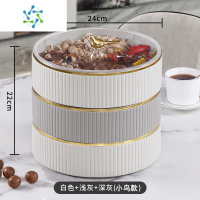 三维工匠果盘家用客厅茶几轻奢多层分格欧式零食干果盘糖果盘高端精致 意式组合果盘-白色+浅灰+白色小鸟款
