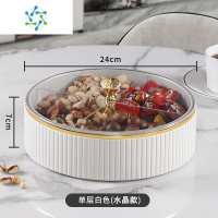 三维工匠果盘家用客厅茶几轻奢多层分格欧式零食干果盘糖果盘高端精致 白色意式果盘-单层水晶款