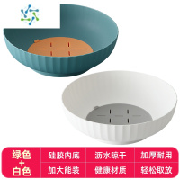 三维工匠水果盘沥水篮客厅茶几家用现代简约果蔬瓜果盘零食糖果盘1117 组合装:绿色+白色-大容量欧式果蔬沥水篮