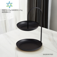 三维工匠北欧轻奢风零食糖果盘创意酒店家用客厅茶几双层果盘前台水果瓜子 曲线双层果盘-星空黑