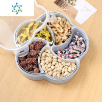 三维工匠果盘家用客厅茶几创意密封分格带盖干果坚果零食糖果瓜子盘收纳盒 月亮蓝色