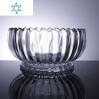 三维工匠欧式轻奢ins家用高级感条纹水晶玻璃水果盘现代简约客厅茶几摆件 果盘[口径22cm]