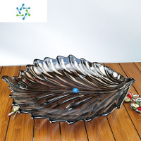 三维工匠玻璃水果盘家用客厅茶几简约现代轻奢风网红零食盘西瓜果盘摆件 [烟灰色]羽毛果盘