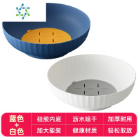 三维工匠水果盘沥水篮客厅茶几家用现代简约果蔬瓜果盘零食糖果盘1117 组合装:蓝色+白色-大容量欧式果蔬沥水篮