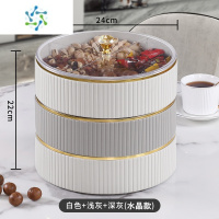 三维工匠果盘家用客厅茶几轻奢多层分格欧式零食干果盘糖果盘高端精致 意式组合果盘-白色+浅灰+白色水晶款