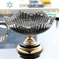 三维工匠水果盘家用客厅茶几水晶玻璃轻奢北欧ins风高级感糖果零食摆放盘 皓月黑果斗(黑水晶高脚)