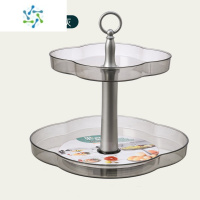 三维工匠轻奢双层旋转水果盘家用2021新款客厅茶几糖果盒干果零食盒收纳盒 花瓣双层果盘-[透明灰]