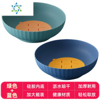 三维工匠水果盘沥水篮客厅茶几家用现代简约果蔬瓜果盘零食糖果盘1117 组合装:绿色+蓝色-大容量欧式果蔬沥水篮