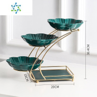 三维工匠网红水果盘客厅家用简约轻奢风茶几果盘多层零食糖果盘子前台摆件 三层果盘[3盘+金架](祖母绿
