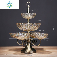 三维工匠欧式水晶玻璃水果盘零食盘美式客厅茶几家用双层多格糖果盘干果盘 6格果盘大号