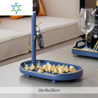 三维工匠过年双层干果盘家用客厅创意茶几糖果盒现代轻奢风欧式零食盆 时尚简约收纳C-克莱因蓝