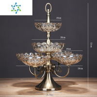 三维工匠欧式水晶玻璃水果盘零食盘美式客厅茶几家用双层多格糖果盘干果盘 6格果盘