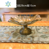 三维工匠轻奢玻璃双层果盘客厅茶几果盘创意摆件现代简约糖果盘家用干果盘 高脚中号果盘