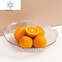 三维工匠轻奢水果盘家用客厅茶几ins风零食摆放盘糖果盘创意水晶干果盘子 花型果盘-透明色