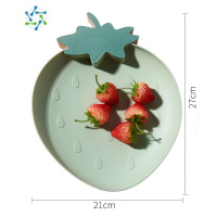 三维工匠塑料北欧水果盘家用甜品客厅现代创意瓜子干果茶几果盆零食糖果盘 草莓款绿色