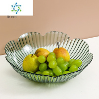 三维工匠轻奢水果盘家用客厅茶几ins风零食摆放盘糖果盘创意水晶干果盘子 花型果盘-水晶绿