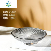 三维工匠轻奢简约现代玻璃水果盘客厅茶几家用高颜值甜品碗点心糖果零食盘 烟灰竖纹款
