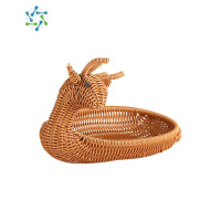 三维工匠仿藤编水果篮收纳筐果盘家用客厅茶几面包篮现代简约零食框干果盘 [小号]果篮鹿