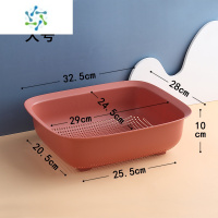 三维工匠单层塑料家用厨房纯色洗菜盆沥水篮多种镂空洗菜篮茶几客厅水果盘 红色大号(底部镂空)