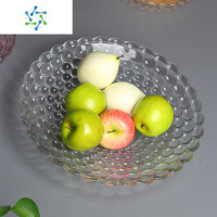 三维工匠水果盘北欧风格个性创意家用 客厅茶几干果盘糖果盘水晶玻璃果盘 透明大号平盘(直径36cm)