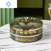 三维工匠组合果盘家用客厅茶几干果收纳盒2021新款创意过年瓜子零食糖果盒 墨绿色-果盘双层