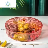 三维工匠干果盘家用新款客厅北欧轻奢风坚果盒过年茶几带盖分格瓜子糖果盒 粉色